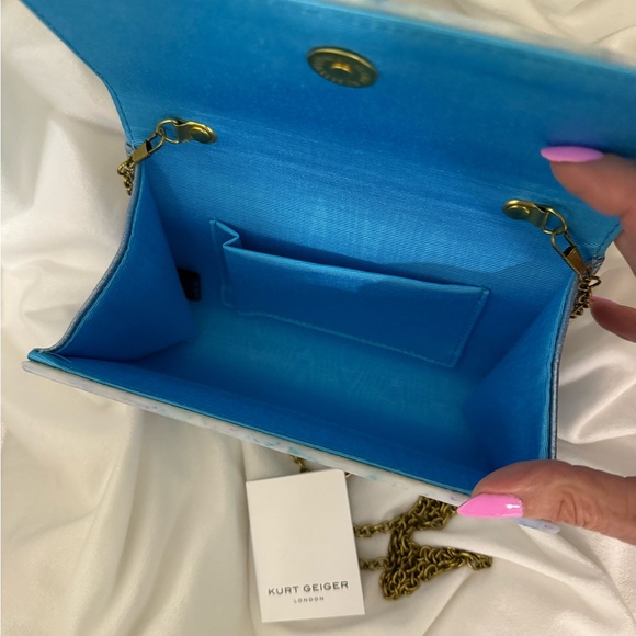 💜🩵RARE FIND!!! Kurt Geiger London Party Eagle Clutch With Removable Chain NWT 🩵💜 - Picture 6 of 12